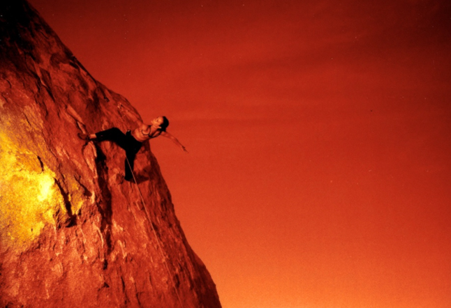 woman climbing sunset joshua tree best yoga photography
